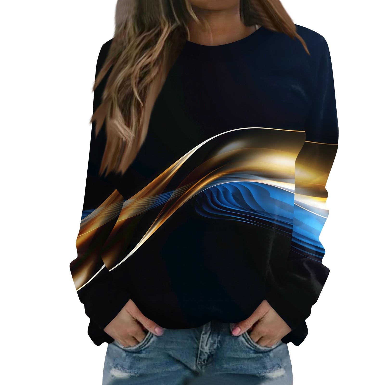 

Женская повседневная элегантная удобная модная футболка с круглым вырезом, топ с разноцветным принтом XL жёлтый