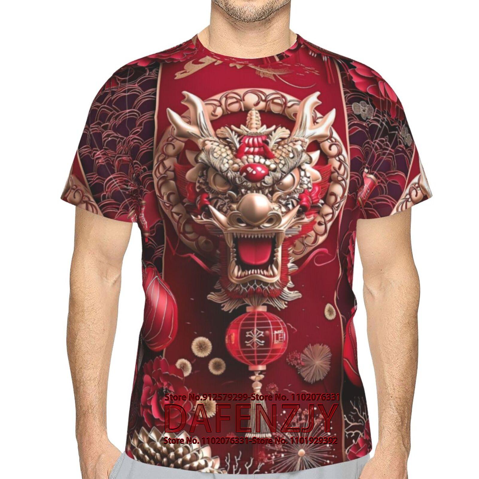 

Мужская футболка с драконом, модная футболка с 3D принтом, с животным узором, с короткими рукавами, уличная одежда большого размера, футболки, летние повседневные мужские топы L красный