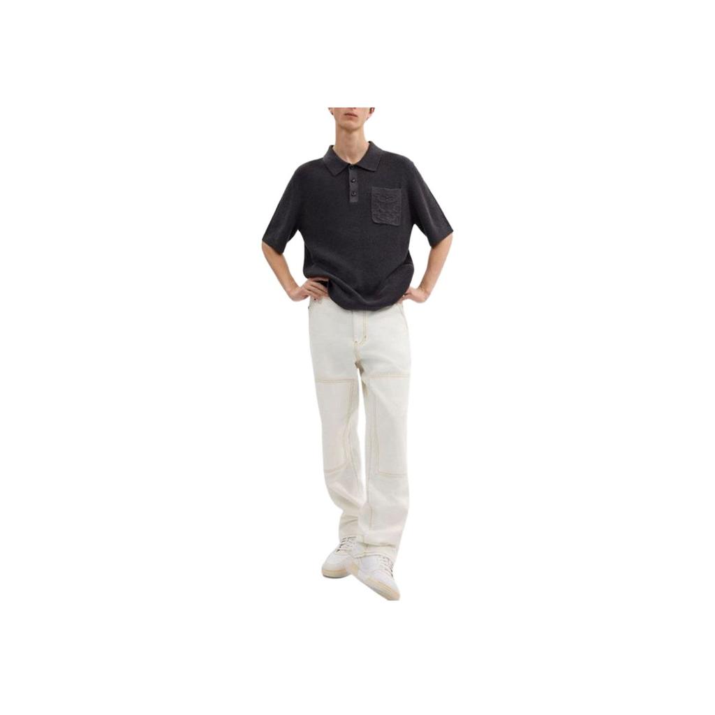 Coach Ss25 Solid Knit Short Sleeve Polo Shirt Men Polo Shirts Black CY571-A0R