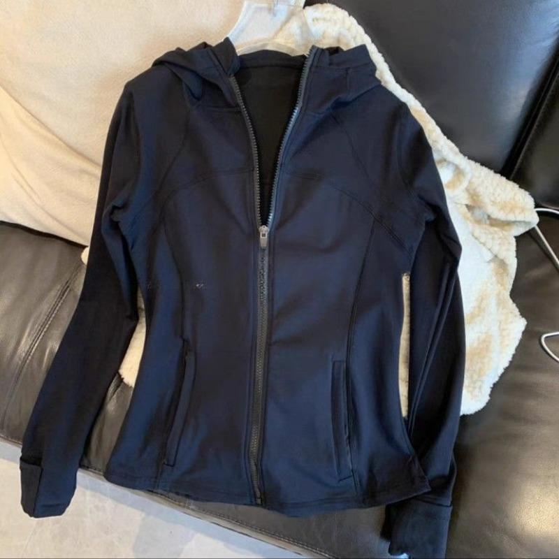 

2024 Slim Fit куртка с капюшоном ветрозащитная стойка воротник спортивная куртка для фитнеса толстовки женская верхняя одежда шикарные пальто M чёрный