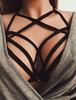 Sexy Bandage BHs Bindebänder Dessous Atmungsaktiv Sexuell Schwarz Körbchenloser BH Hohl Elastisch Käfig BH Bandage Träger