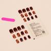Autumn/Winter Short Brown Ombre Marble Press-On Nail Art for Spicy Style