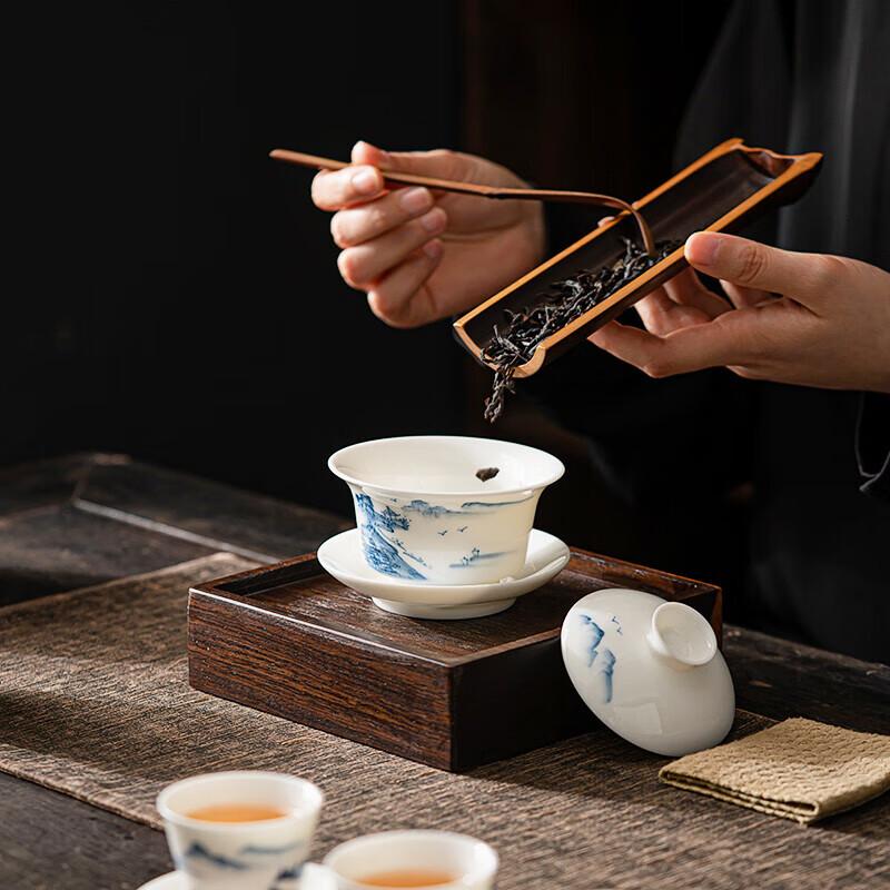 Chen Jianrui Hand-Painted Ceramic Gaiwan Tea Set