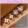 Floral Zircon Gemstone Gold Plated Open Ring For Women Elegant Hand Jewelry