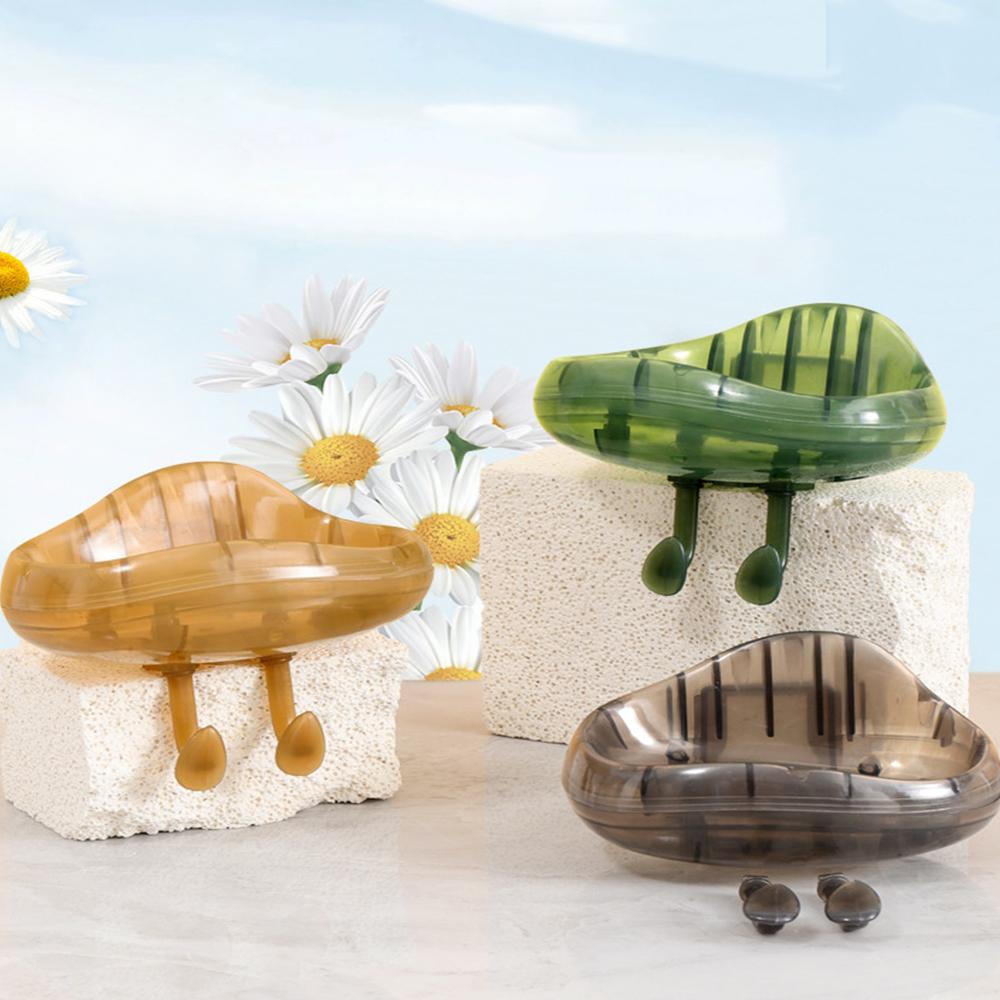 1pcs Double Layer Wall Mounted Self Adhesive Soap Dishes Drain Soap Holder Sponge Holder Kitchen Bathroom Storage Rack Hook