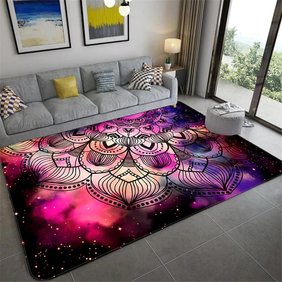 Colorful Star Sky Mandala Carpet for Living Room Gorgeous Floor Mat Girl Rug Floral Bathroom Area Rug Hallway Bedroom Decoration