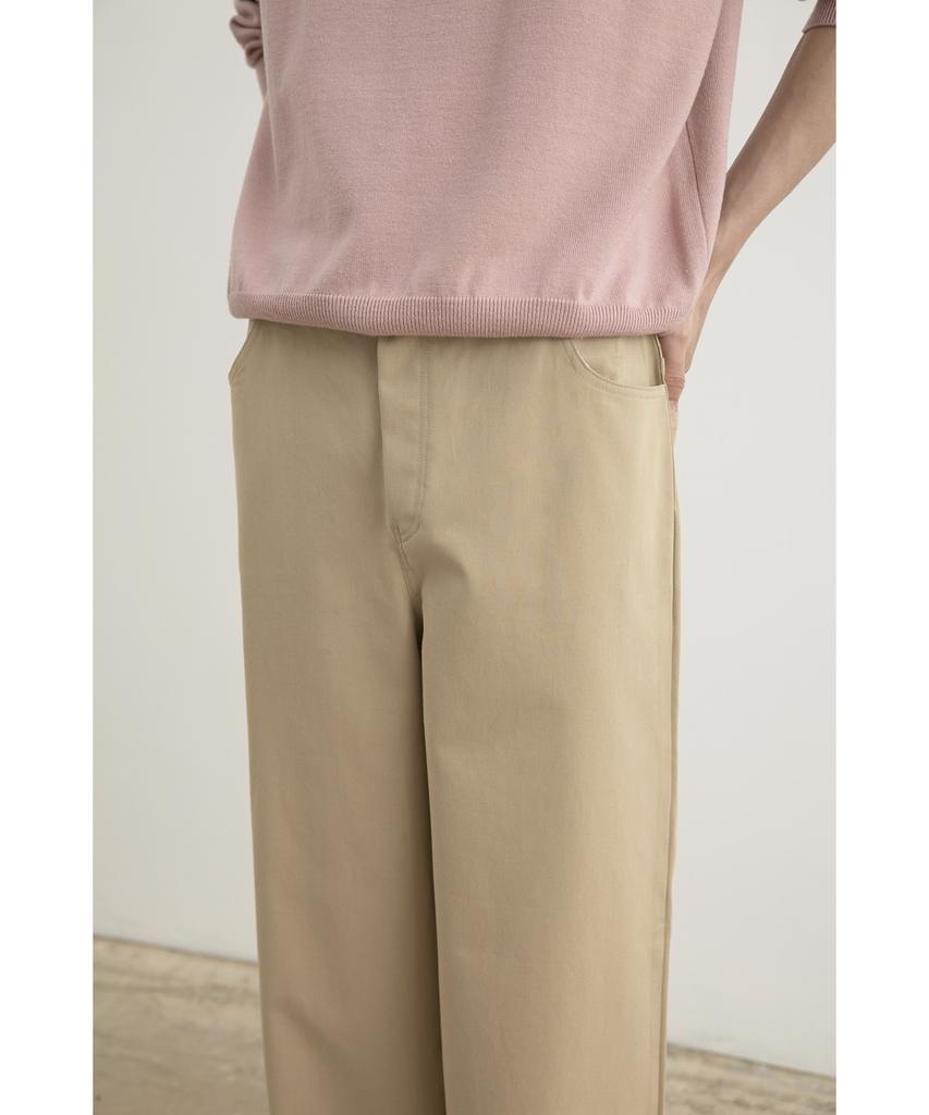 WHOLOVESART Structure Wide Cotton Chino Pants Beige
