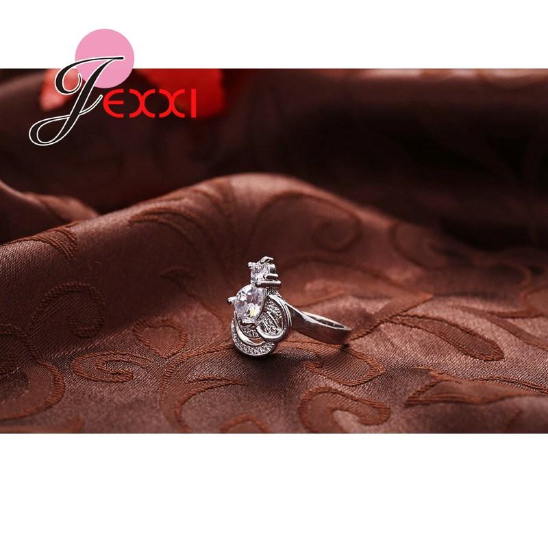 Charm Unique Design Fashion Women Rings White Cubic Zircon 925 Sterling Silver Color Color Engagement Party Rings Jewelry Gift