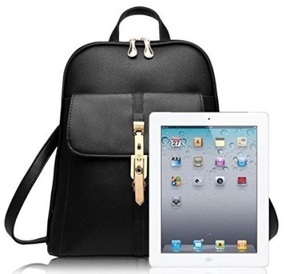 Lunar Berry Backpack, Cute and Stylish, PU Leather, Large Capacity, Women's, Size 111 (Black), Perfect for Commuting, School, Office, Business, or