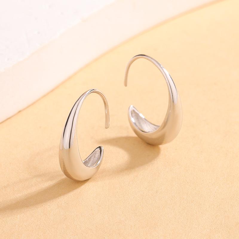 S925 Sterling Silver Semicircular Stud Earrings: Cool, Stylish, European & American Fashion, High-End Niche Design 925 Silver