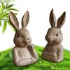 2pcs Resin Rabbit Garden Statues Rabbit Half Body Sculptures Rural Farmhouse Easter Decorations For Table Shelf Yard Patio