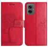 For Motorola Moto G55 5G Case PU Leather Owl Tree Imprinted Wallet Phone Cover