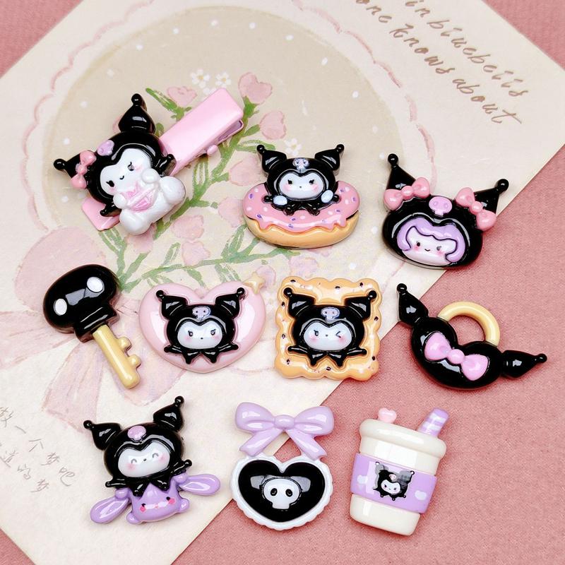 10 Pcs New Mini Kawaii Cartoon Skull Head Animal , Bow, Cake Resin Scrapbook Diy Jewelry Children Gift Hairpin Accessories A25