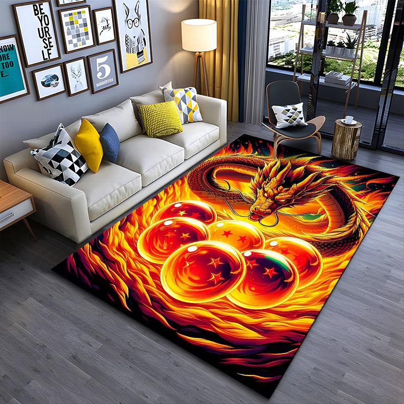 Golden Fiery Dragon Carpet suitable as a non-slip mat for the living room or bedroom sofa