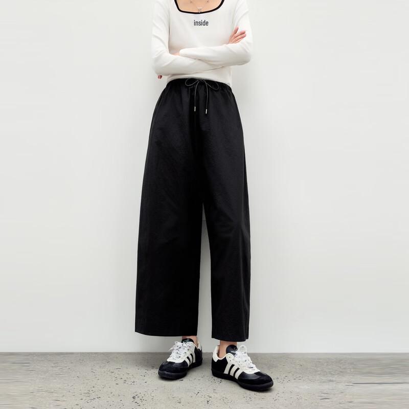Women s Elastic Waist Wide-Leg Casual Pants L