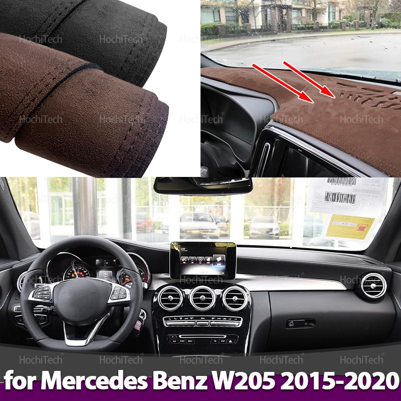 Car Non Slip Mat Suede Leather Car Dashboard Cover Mat Dashmat Protect Carpet for Mercedes Benz C-Class W205 C-Klasse 2015-