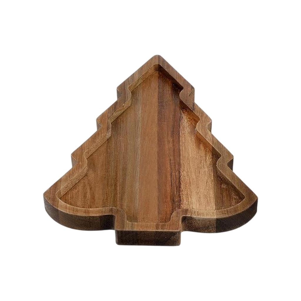 Wooden Christmas Tray, Elk Christmas Tree Christmas Hat Plate, Solid Wood Tray Fruit Dessert Plate.