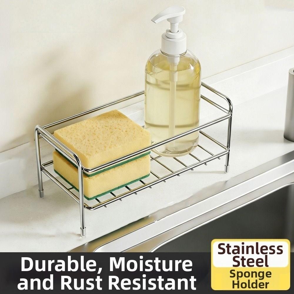 Stainless Steel Kitchen Sink Storage Rack Anti-rust Modern Sponge Drain Holder Quick Dry Waterproof Sponge Self-draining Tray