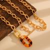 Fashionable Irregular Resin Leopard Oval Pendant Necklace for Women Ladies Coarse Chains OT Buckle Necklaces Jewelry Wholesale