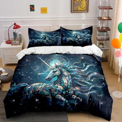 Fantasy Starlit Unicorn Print Soft Comfortable Duvet Cover Bedding Set Included 1*Duvet Cover  2*Pillowcases Luxury Gifts