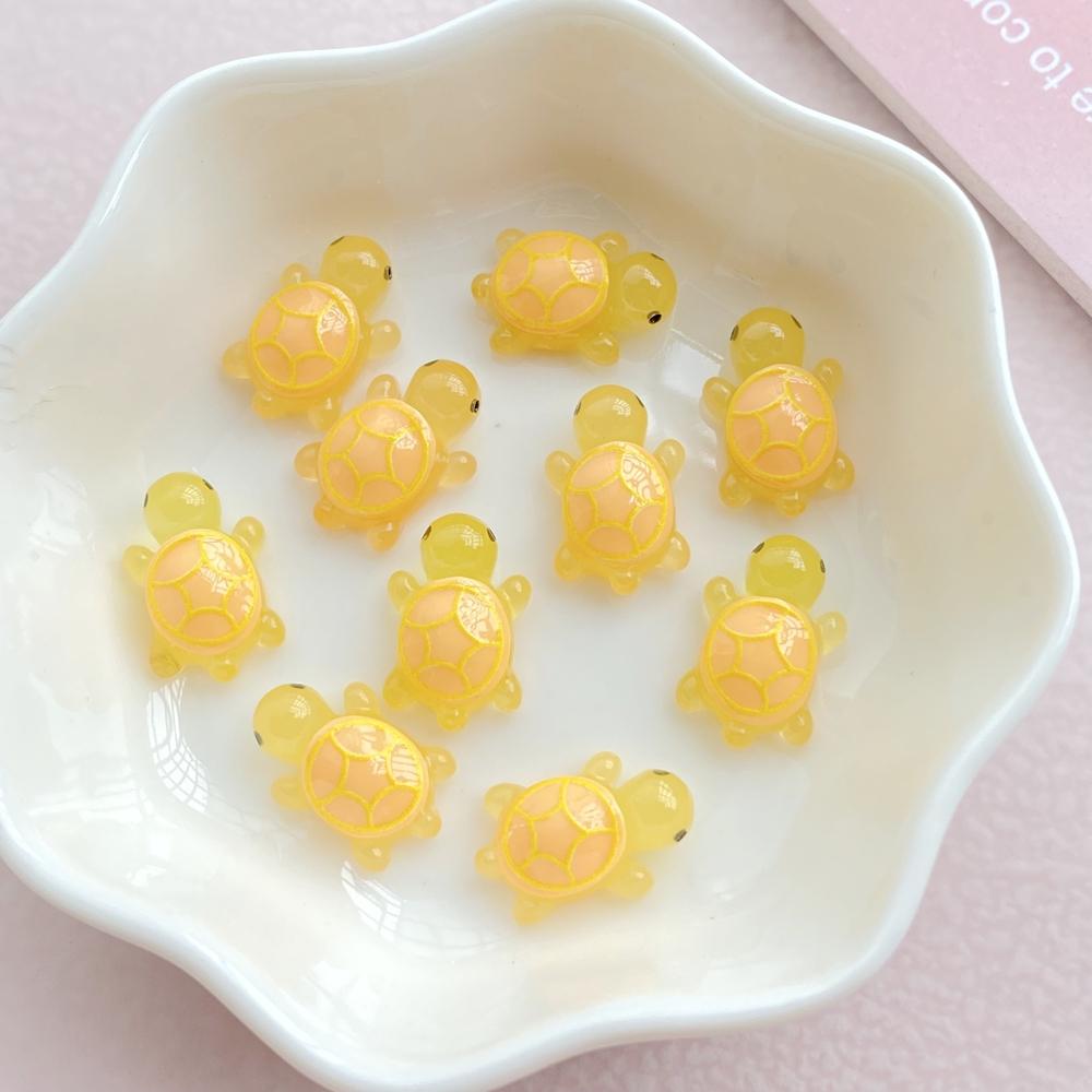 30Pcs Cute Mini Cartoon Night Light Hand-painted Turtle Nail Art Resin Designer Charms DIY Craft For Nail 3D Decorations Jewelry