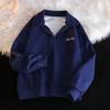 Korean Chic Women's Polo Collar Sweatshirt - Trendy Long Sleeve Top for Spring & Autumn