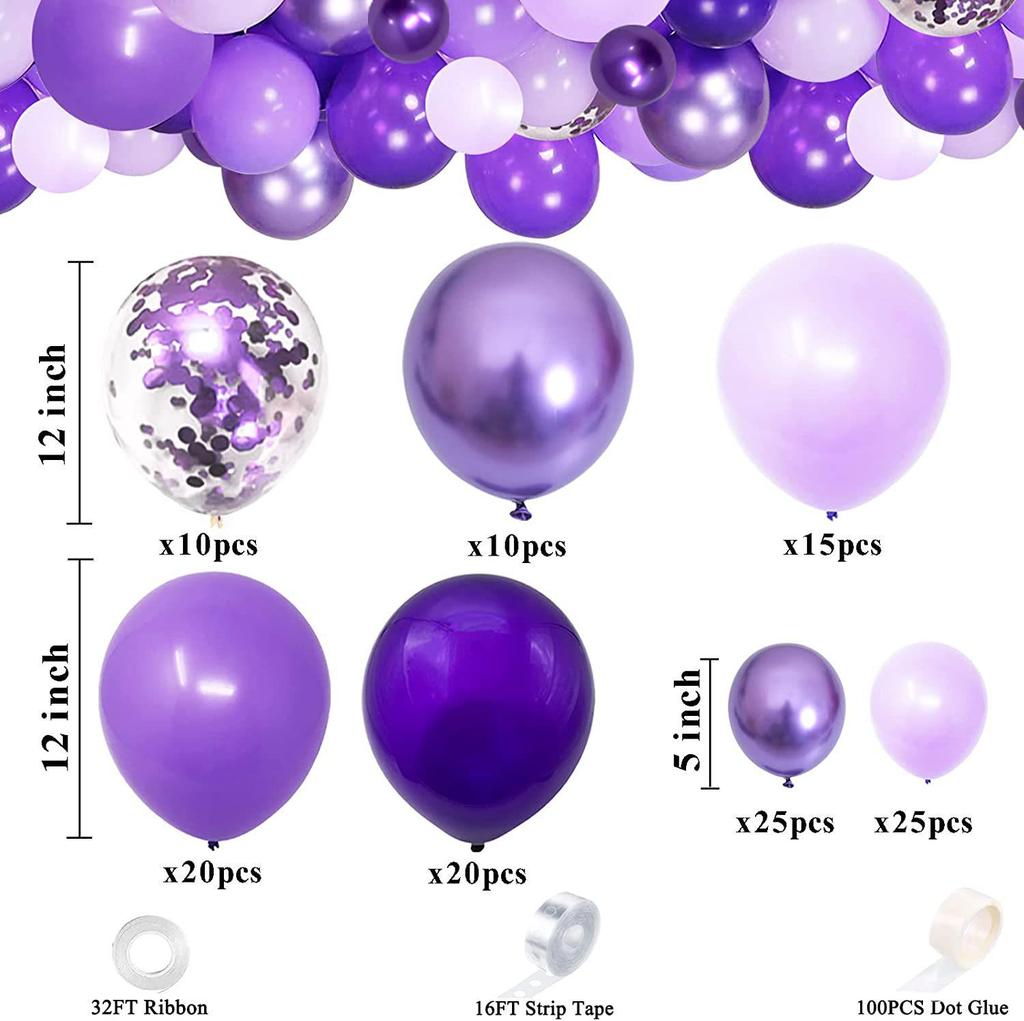 Stylish Birthday Party Purple Balloon Garland Decoration