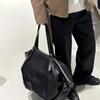 2025 Winter Black Canvas Tote Bag With Suede Lining Street Style Oversized Shoulder Handbag Daily Wear