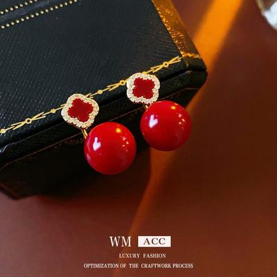Gold Plated Silver Needle Flower Ball Earrings - Fashionable Retro Two-Wear High-End Versatile Earrings