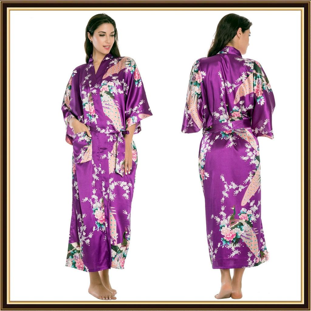 GMXIA Summer Women's Bathrobes, Wedding Bridesmaids, Silk Bathrobes, Printed Silk Pajamas, Thin Women's Home Wear Pajama