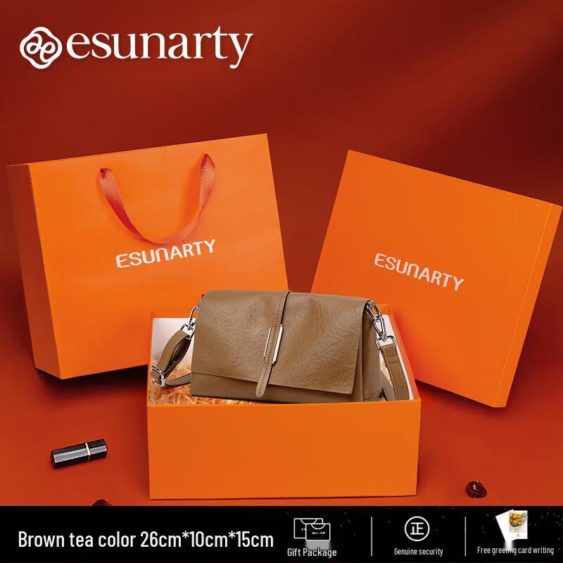 ESUNARTY Women s Genuine Leather Crossbody Pillow Bag