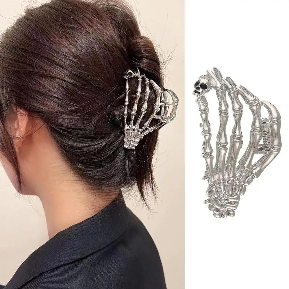 Punk-Spinnennetz-Haarklammer aus Metall, Legierung, Halloween-Haarklammern, schwarze silberne Haarnadel für dünnes Haar, Zubehör, Haarkrabben, Party-Schmuck