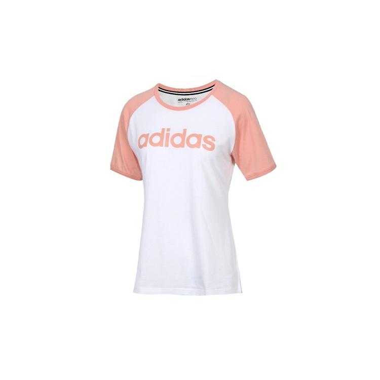 (WMNS) adidas neo Colorblock logo Printing Short Sleeve White Pink Women s DW7949 XL