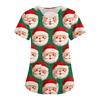 Women's Fashion V-Neck Short Sleeve Overalls With Pockets Christmas Printed Tops  Clothes
