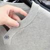 Men's Casual Cotton Knitwear Sweater - Solid Color, Long Sleeve, Versatile, Trendy Autumn/Winter Top
