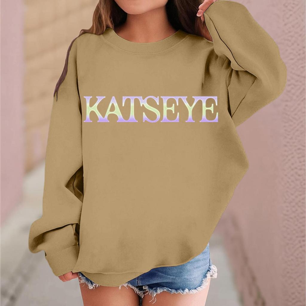 Kids Long Sleeve Printed Neck Sweatshirt Casual Pullover Top for Boys and Girls