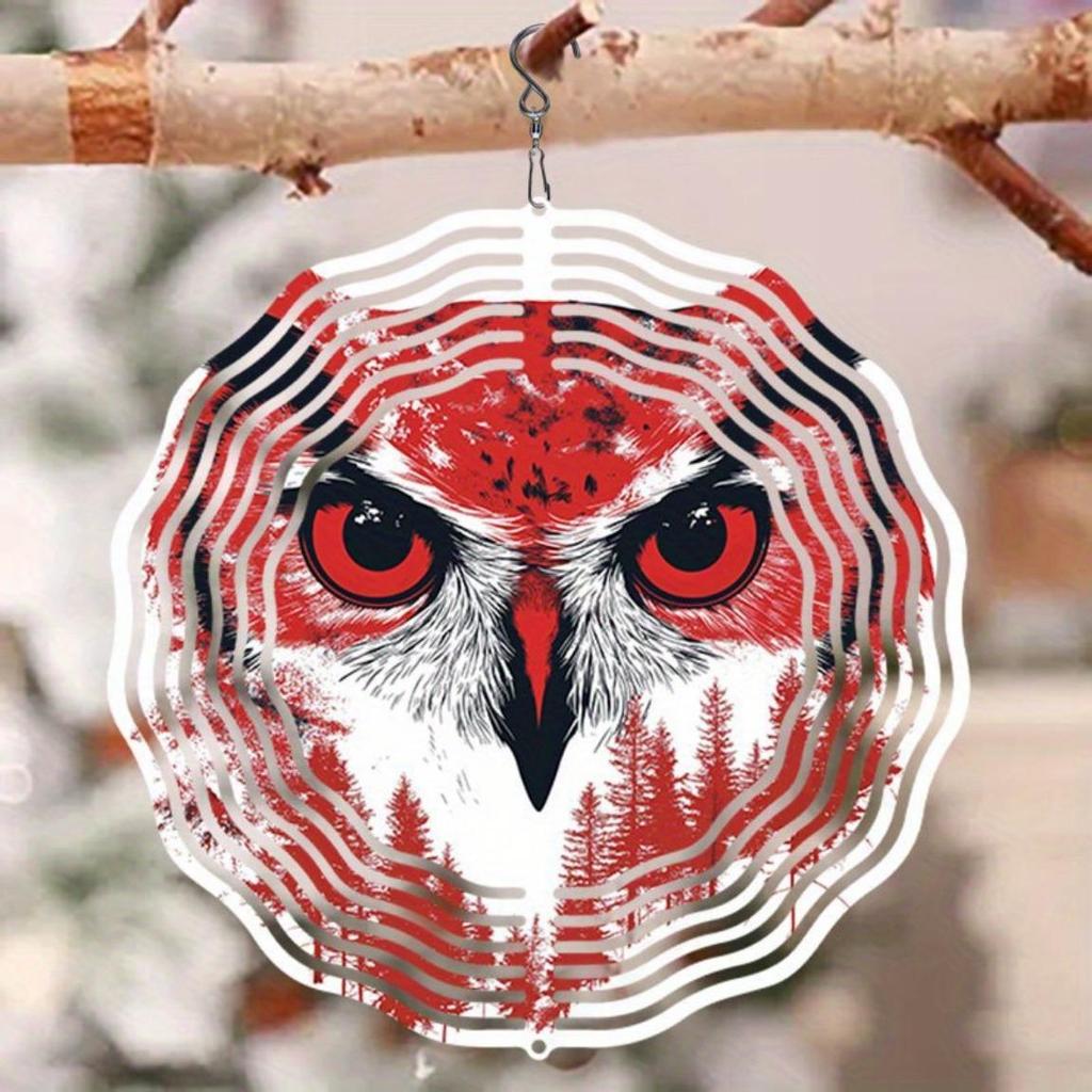 Dunkler Wald Blut Eulenmuster Windspiel Hängende Skulptur für Außenhof Garten Hof Dekor Kunst