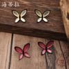 Color Painted Oil Butterfly Stud Earrings Necklace Set, Personalized Gun Black Butterfly Ladies Versatile Necklace