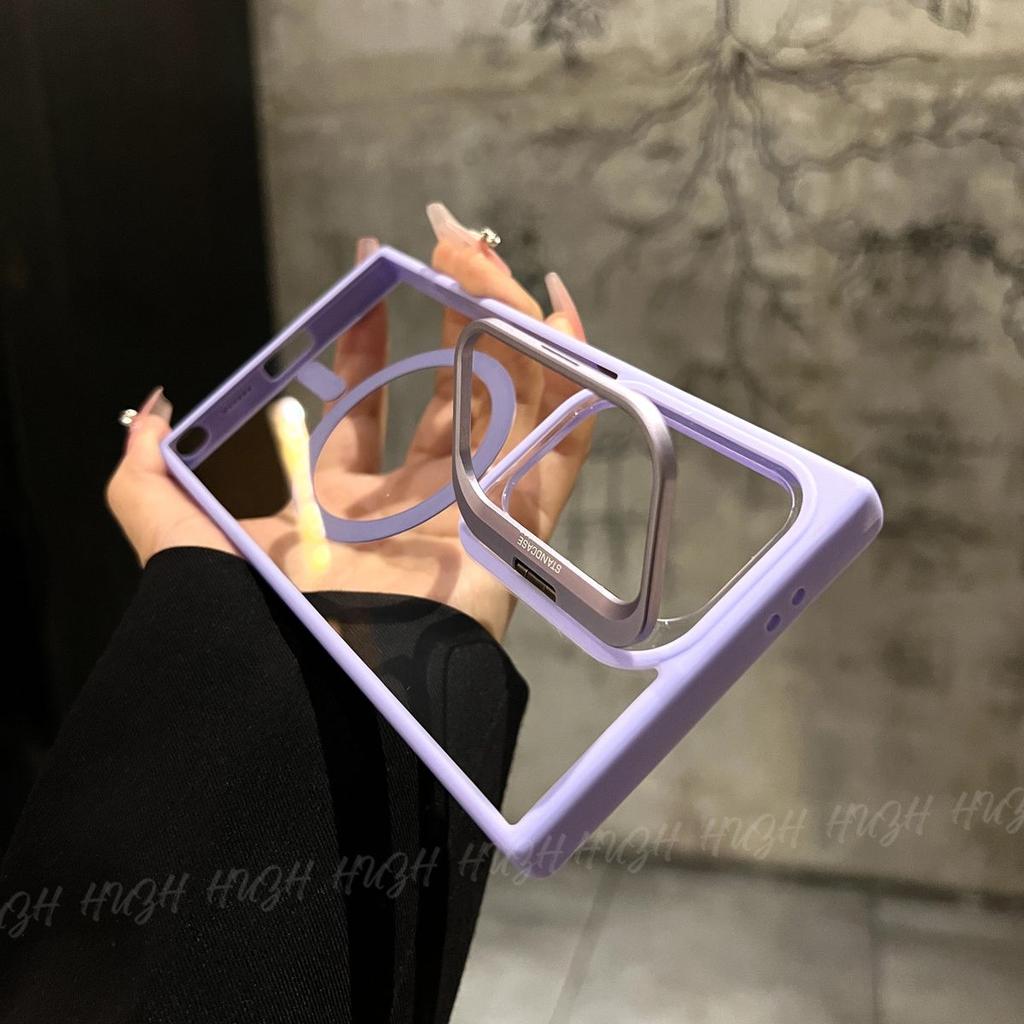 Applicable To Samsung S25ultra Mobile Phone Case S24ultra Magnetic Acrylic S23U Metal Frame Bracket