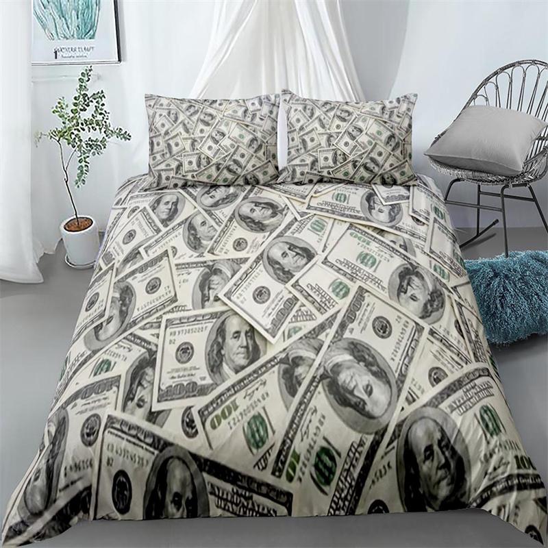 Money Duvet Cover Set,Dollar Bills Of United States Federal Reserve The Ben Franklin Portrait,Bedding Set 2/3pcs,California King