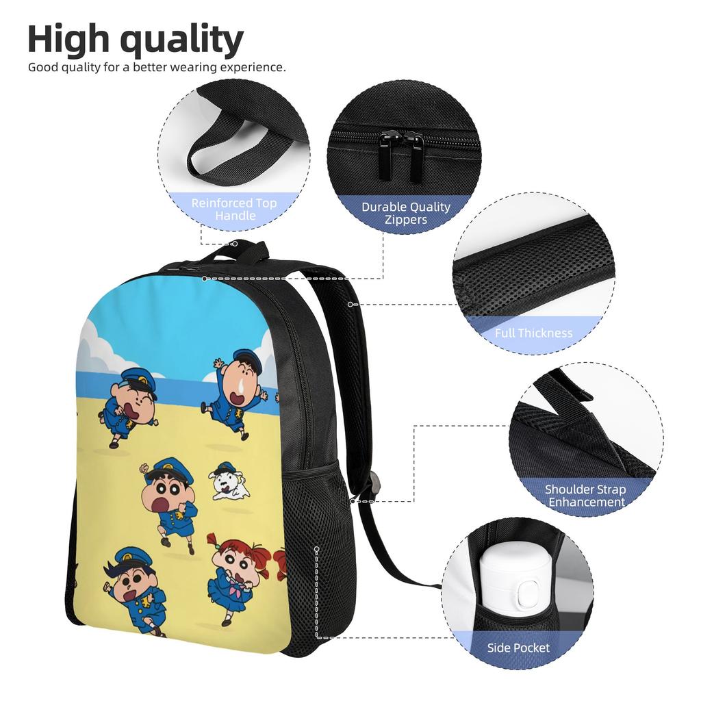 3D Print Crayons Shins Chans Backpacks for Girls Boys Cartoon College School Travel Bags Women Men Bookbag Fits 15 Inch Laptop