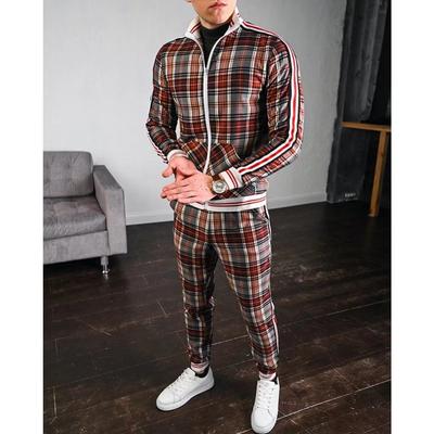 3D Printed Plaid Fashion Suit Men's Sportswear Set Men's Jacket Set Men's Zipper Suit Men's Hoodie Set Men's Sweater + Pants Set