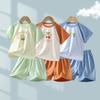 Summer Kids Tencel Short Sleeve Shorts Set Seamless Unisex Home Wear For Toddlers And Children Breathable Pajamas