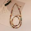 Colorful Retro Bracelet & Necklace Set with Natural Stone, Freshwater Pearls, Seed Beads & Durable Clavicle Chain