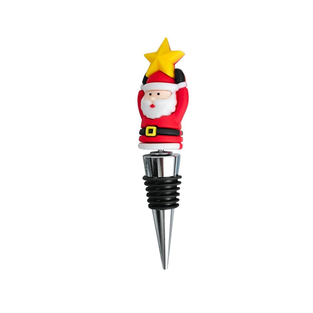 PVC Christmas Wine Stoppers - Green Christmas Tree, Snowman, Candy Cane, Reindeer, Santa Claus, Wreath for Glass Bottles