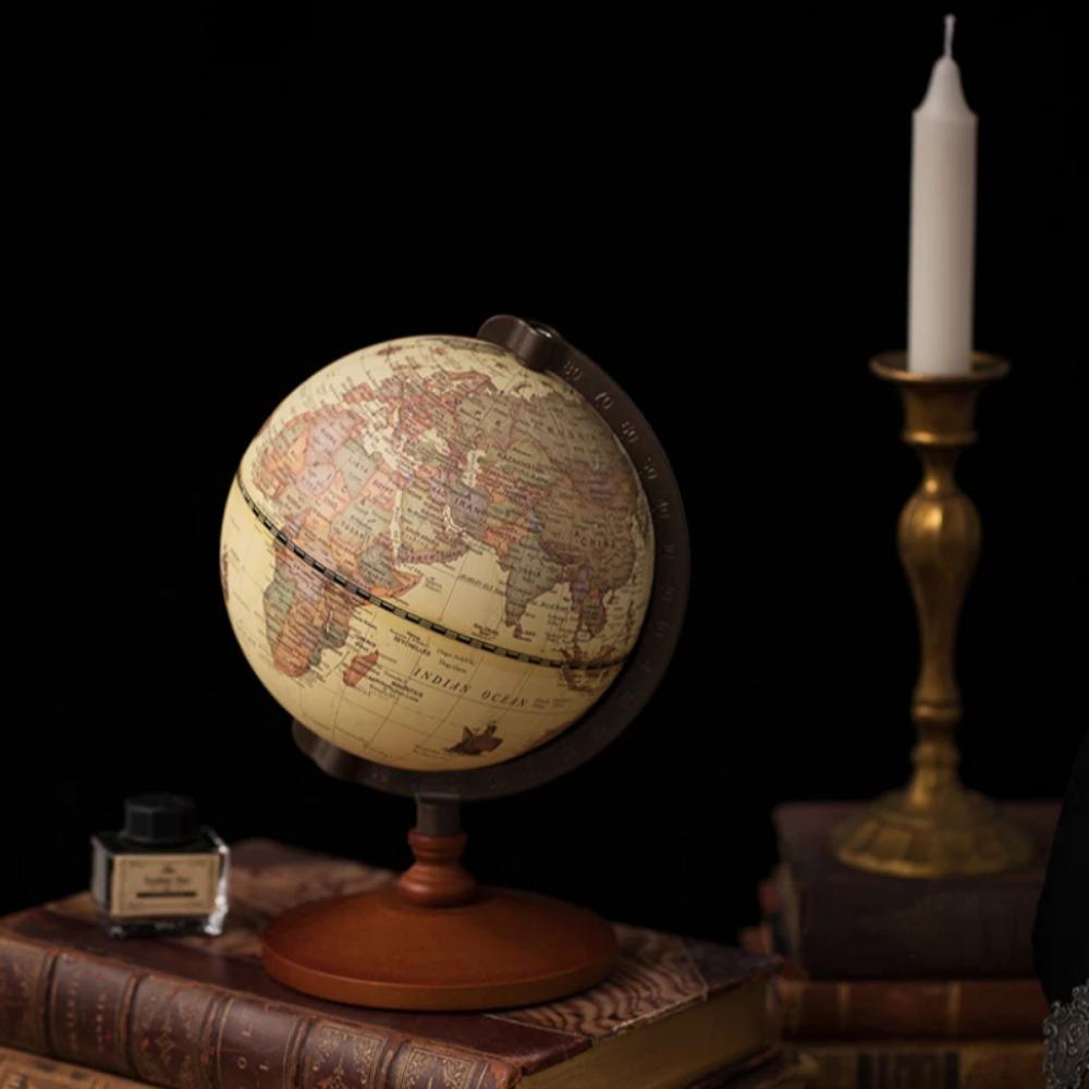 22cm World Globe Earth Map In English Retro Wooden Base Earth Instrument Geography Education Globe Desk Decoration Furniture