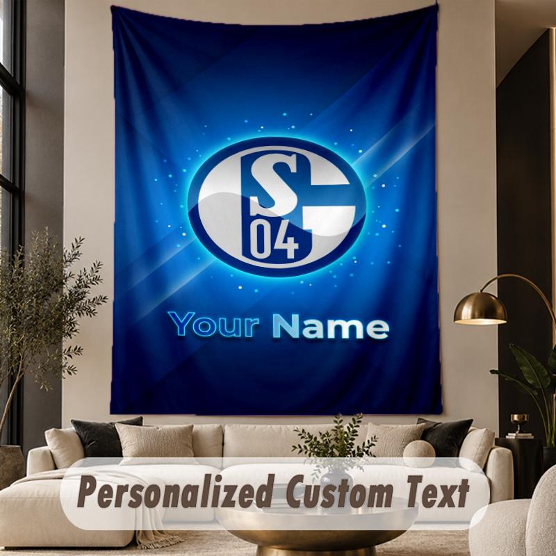 Custom Text Tapestry Schalke 04 FC Print Wall Tapestry Indoor Living Room Wall Decor