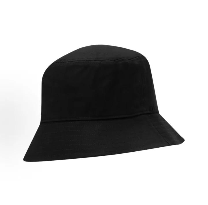 Calvin Klein Cotton Bucket Hat, Contrast White Overlapped CK Embroidery Wide Brim Matte Black UV Protection Casual Outdoor Fisherman Hat HX0508-001
