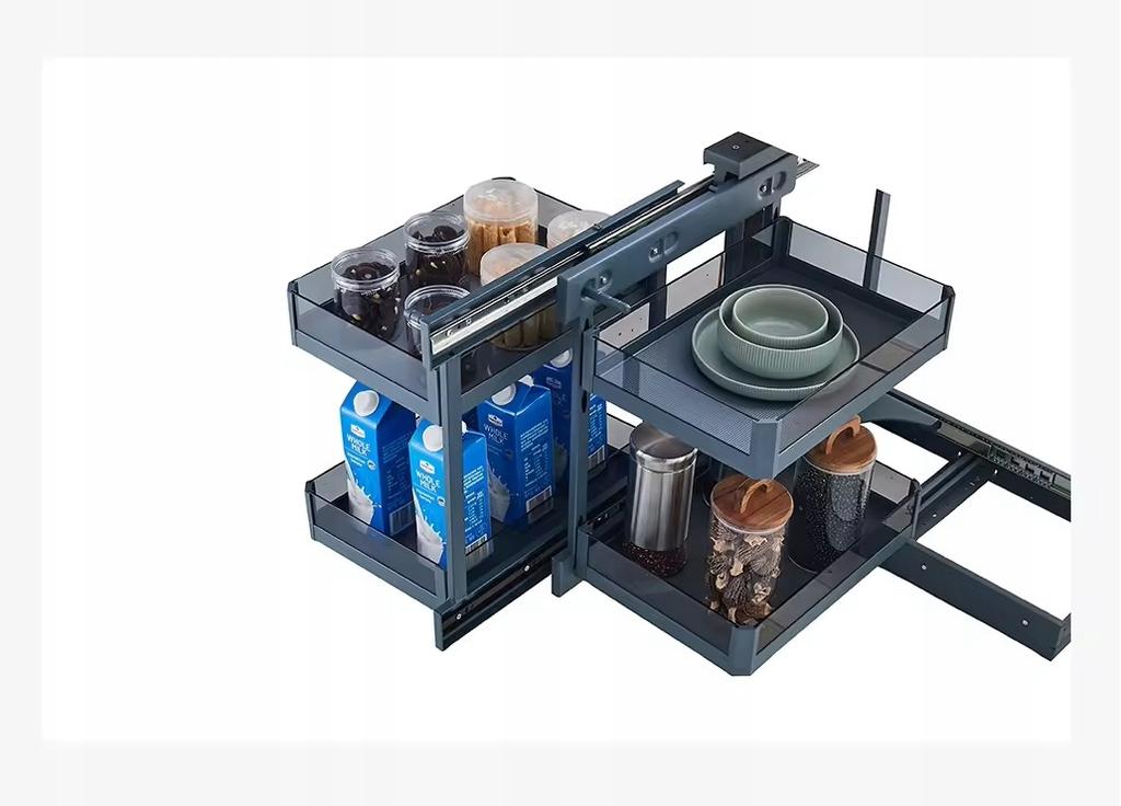 Magic Corner 800 Double-Sided Corner Basket with Full Glass Bottom