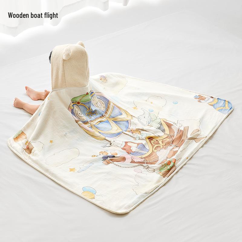 Jingqi Hooded Baby Poncho Bath Towel: Wearable, Absorbent, Newborn Bathrobe for Boys & Girls
